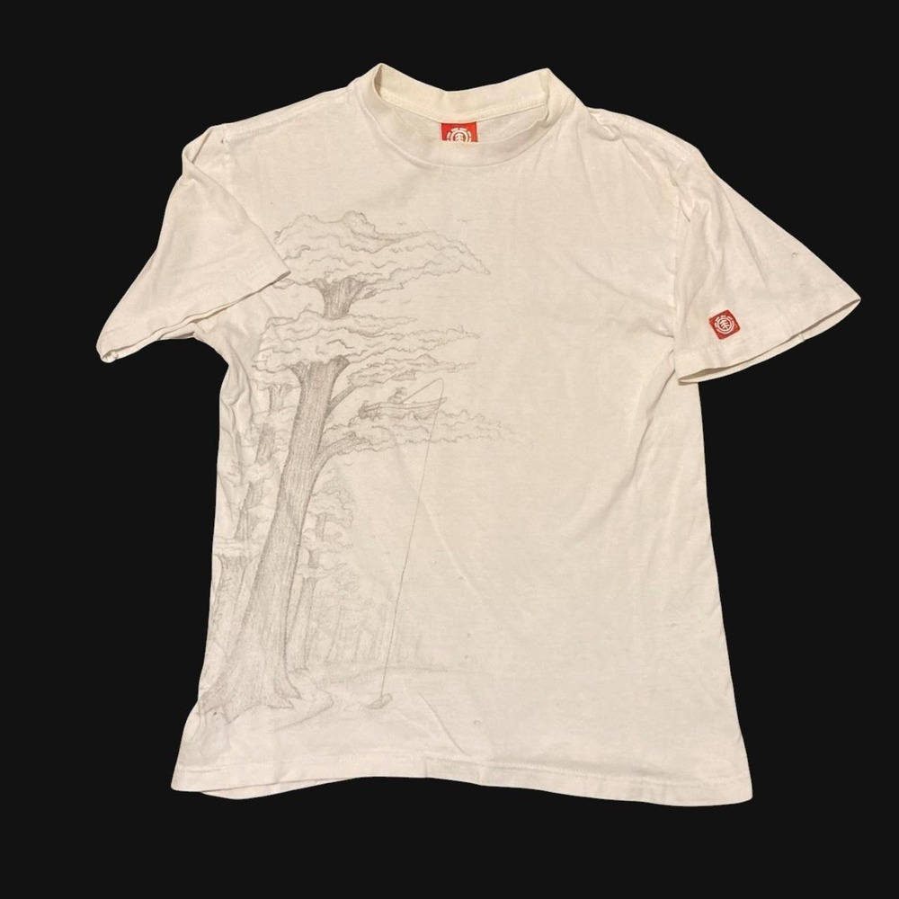 Vintage 00s white Element Skateboards tree tee thrashed y2k S/17.5